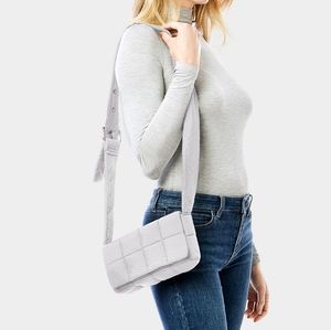 Gray Puffer Cross Body Bag Purse Casual Womens Fashion Accessory Statement